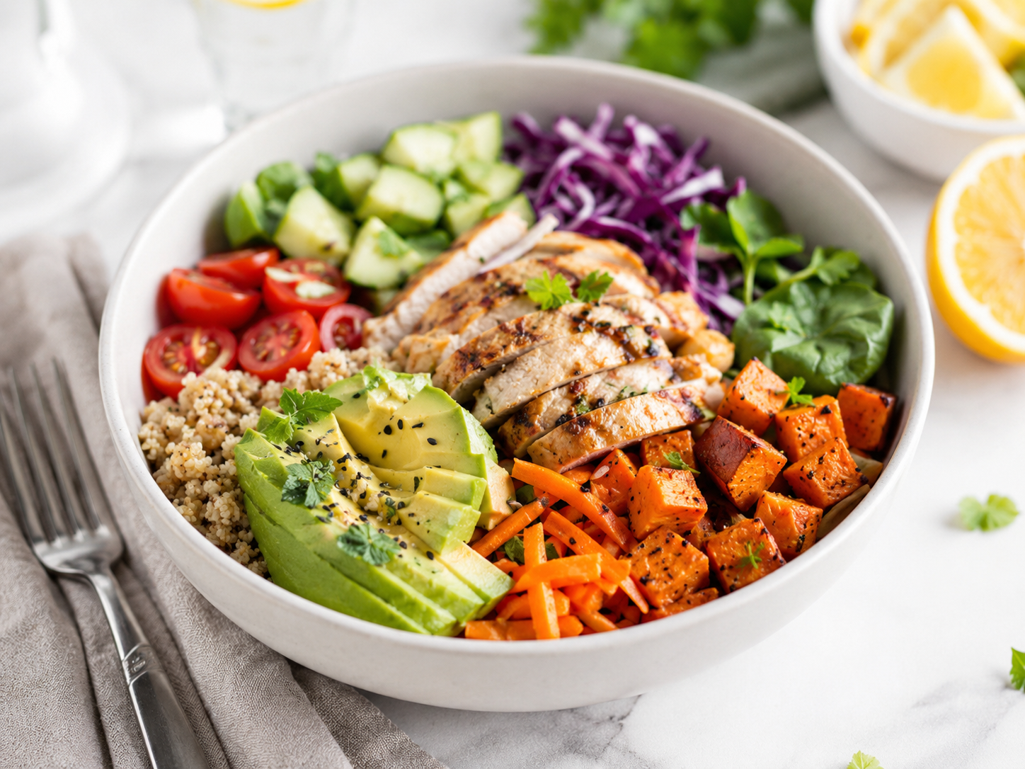 Healthy Aging Well balanced meal in a bowl.
